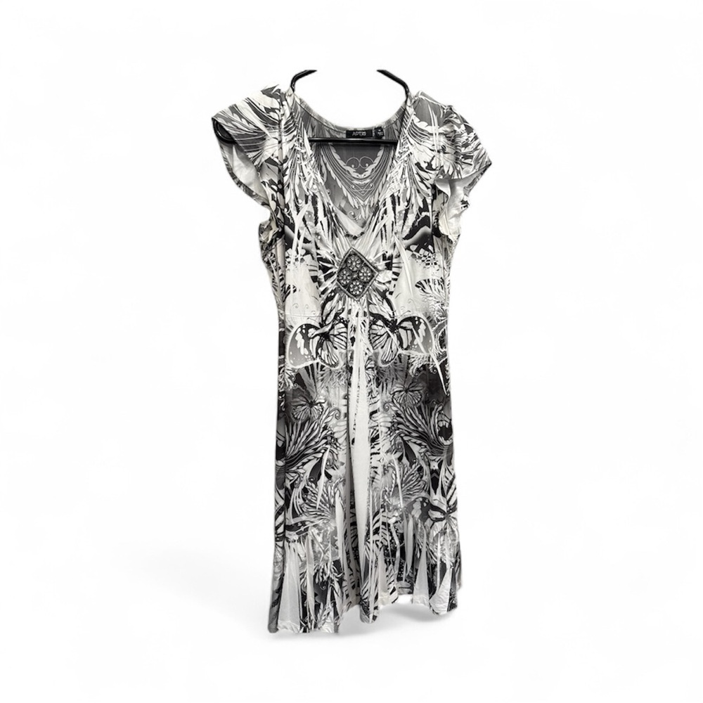 Apt. 9 Black and White Tropical Midi Dress